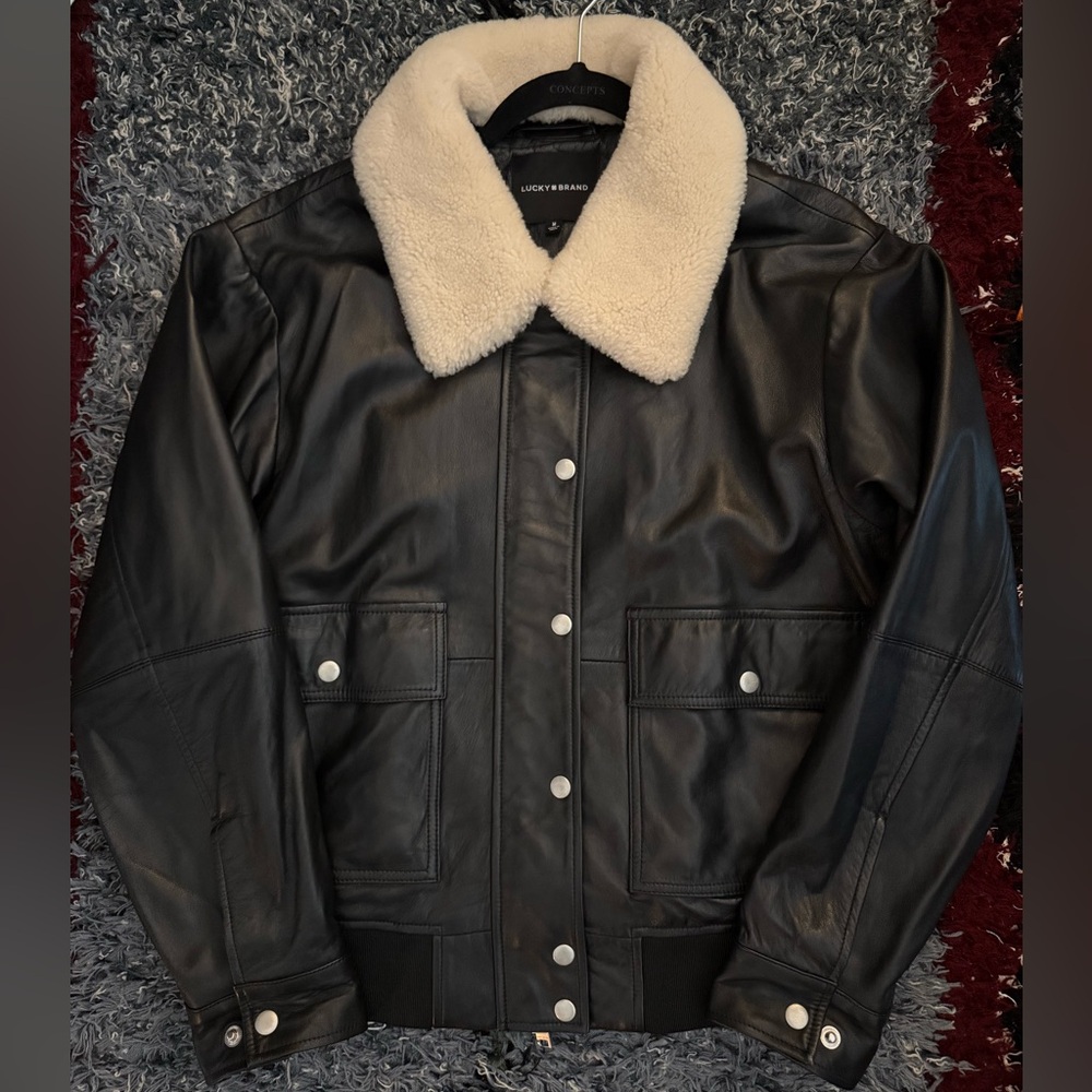 Lucky Brand Bomber Leather Jacket